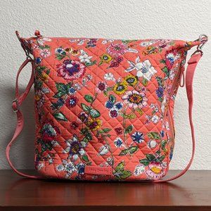 Vera Bradley crossbody bucket bag coral pink floral pattern